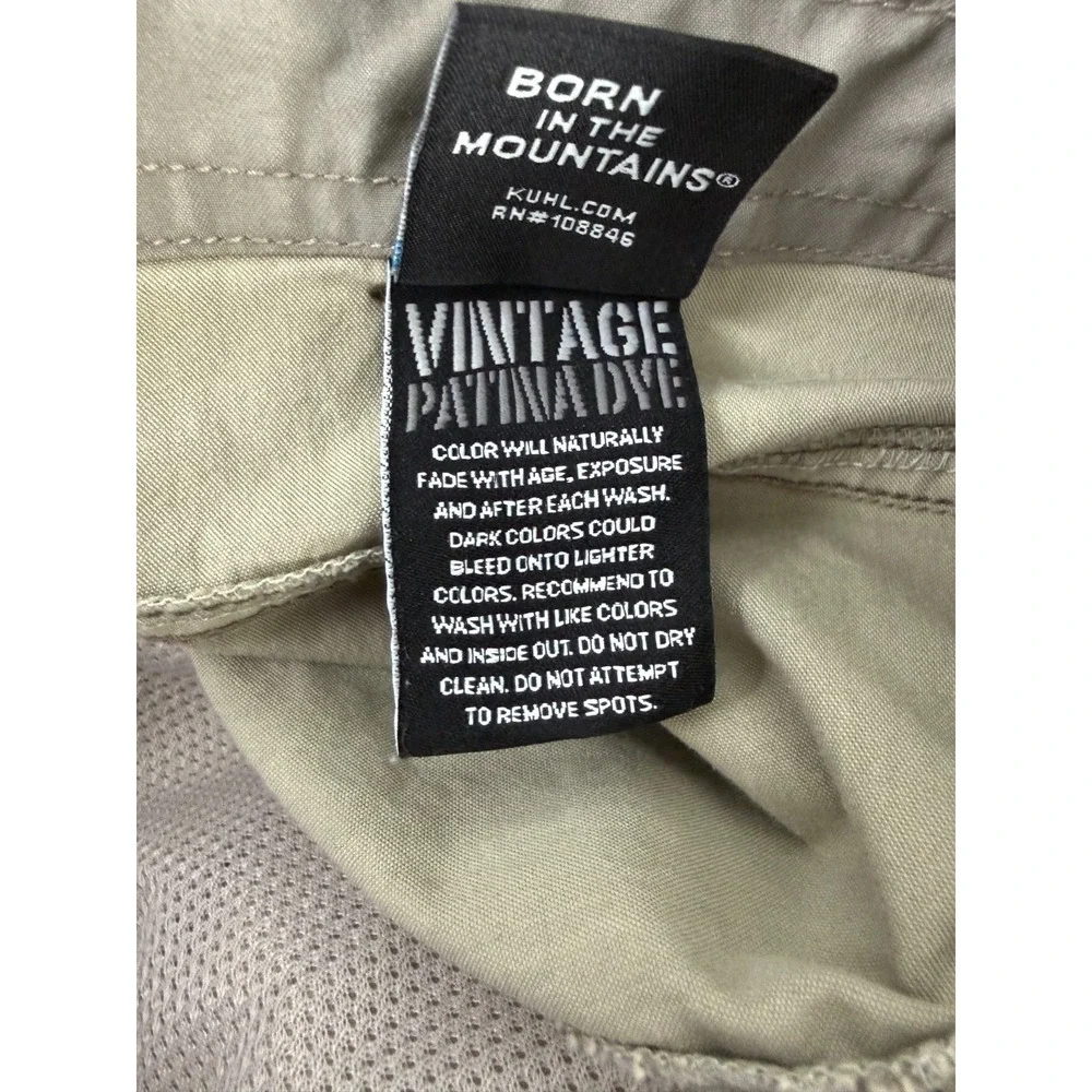Kuhl Cargo Shorts Men's 38 Brown Side Zip‎ Up Pockets Vintage Patina Dye